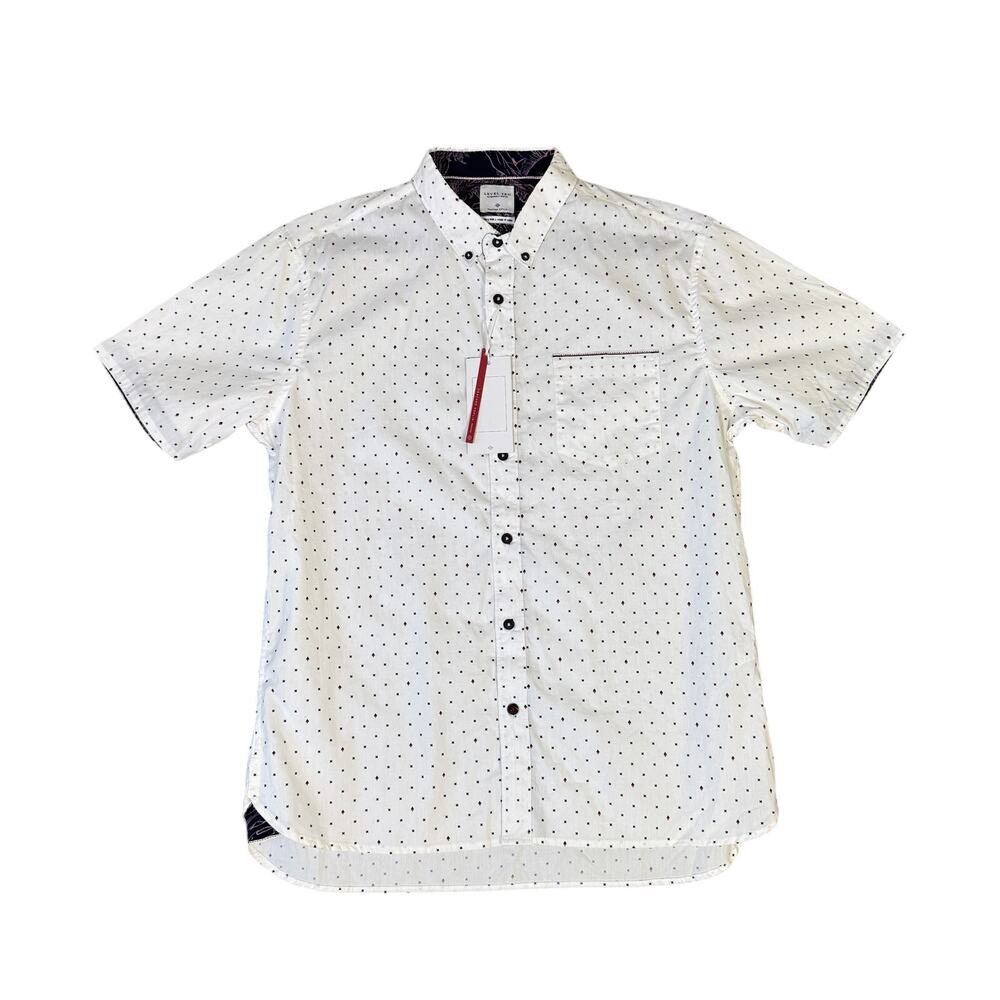 Level Ten Peached Poplin Button Up Cotton Shortsleeve Shirt US Men's L